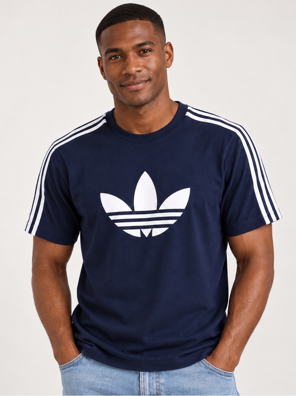 Adidas Originals Trefoil Logo T-Shirt Men’s L Navy 100% Cotton